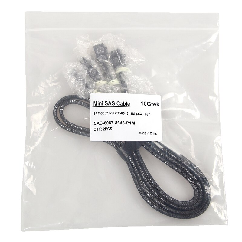 2Pcs 6Gbs 1-Meter MiniSAS SFF-8643 to Mini SAS 36-Pin 8087 SAS Cable, 1M Internal HD SFF 8087 to 8643 Fold-able Cable