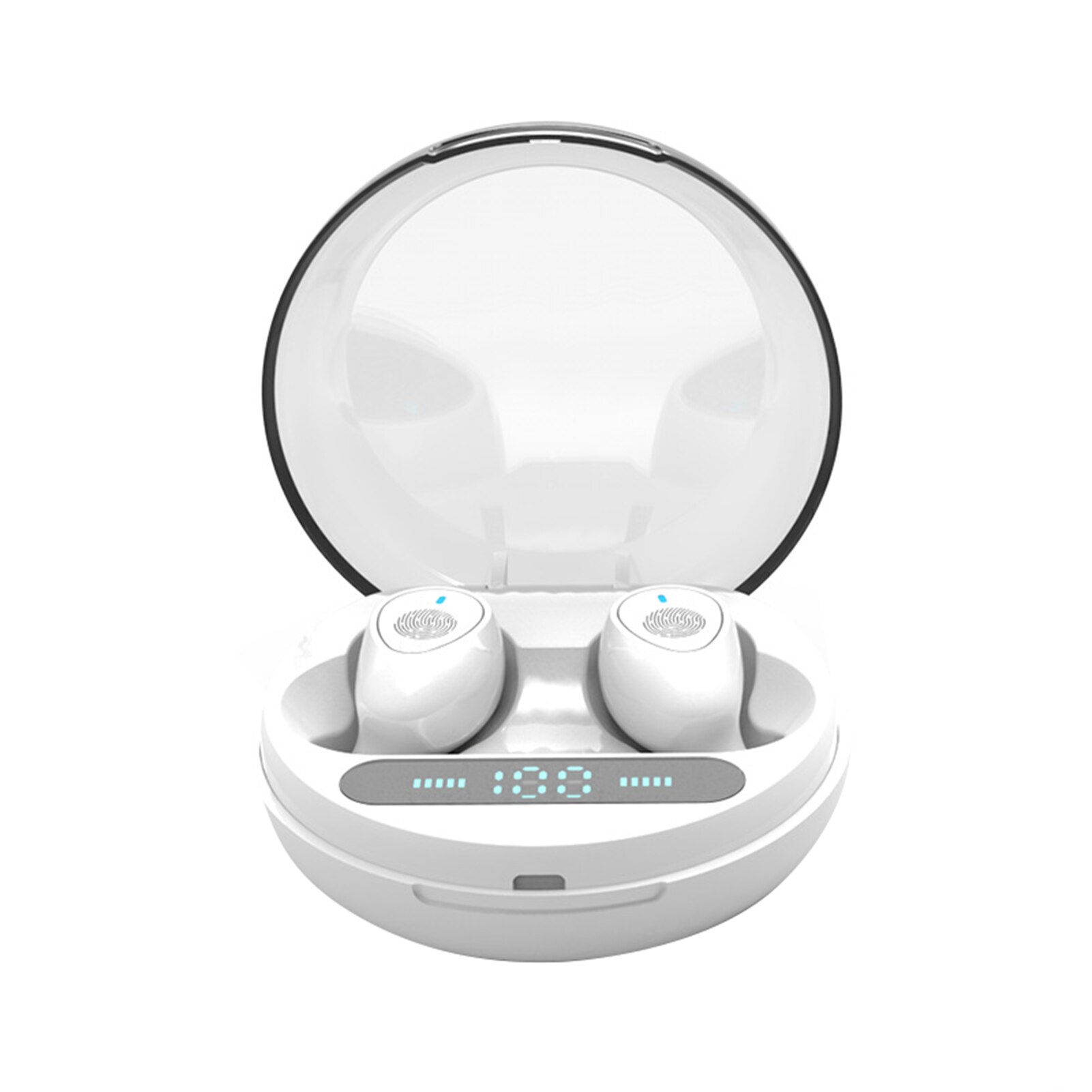 Bluetooth Oordopjes Bluetooth 5.0 Noise Cancelling Digitale Opladen Case Mini Stereo Geluid Sport Oordopjes Voor Iphone Android: WHITE