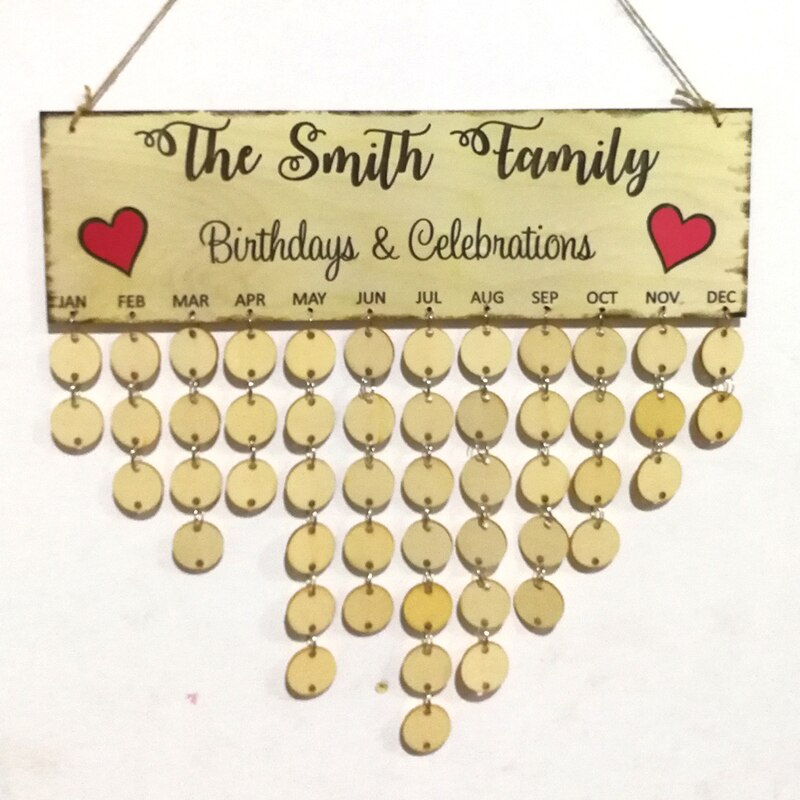 Bricolage en bois famille planche Plaque suspendue anniversaire rappel calendrier nouvel an calendrier de l'avent noël nouvel an décor: dark yellow