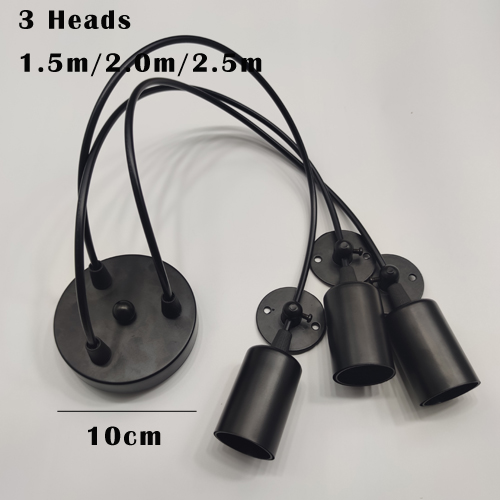 Lampada a sospensione retrò fai da te lampada multipla base E27 cavo nero 0.75mm lampade a sospensione industriali bar sbarra ragno lampade a sospensione: XL / nero