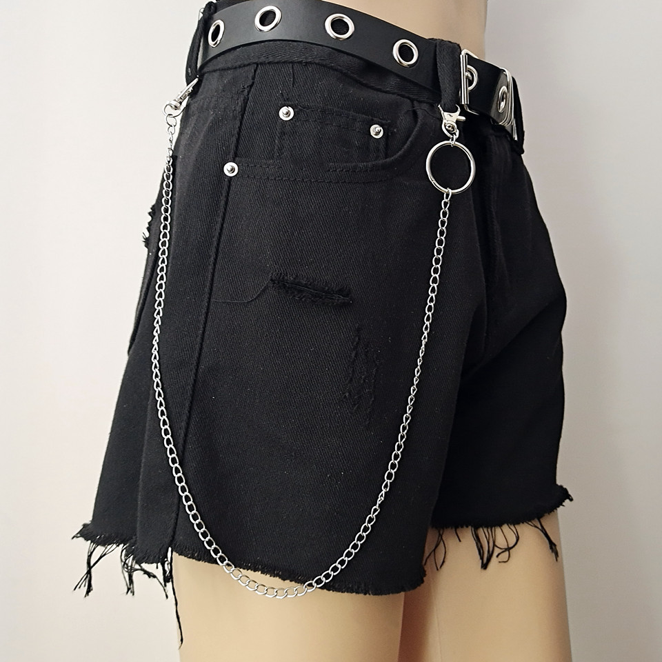 DIEZI Hip Hop Vintage coche Jeans pantalones llavero con anilla para Mujeres Hombres Hip Hop multicapa estrella borla cadena colgante cadena para bolso: Gris