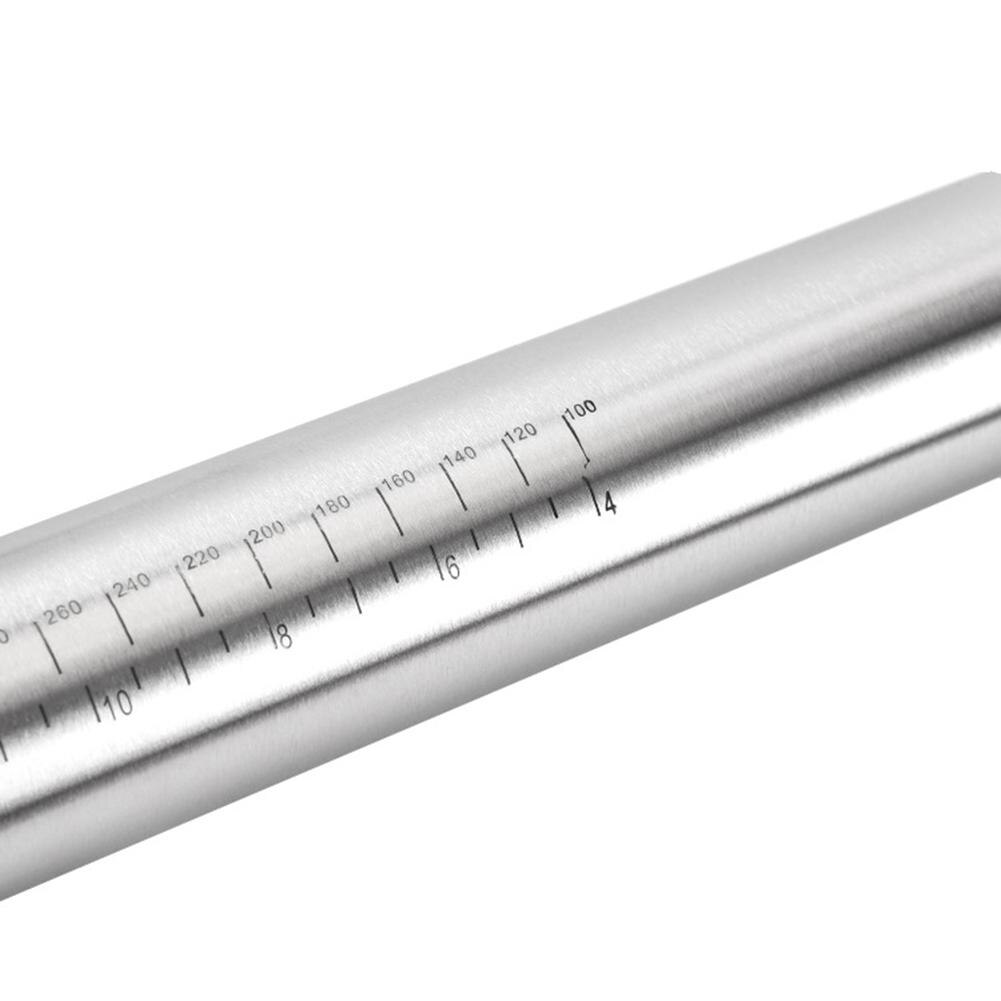 Multifunction Adjustable Stainless Steel Dough Rolling Pin Roller Kitchen Tool Use to Measure Width of Dough Clean and Use