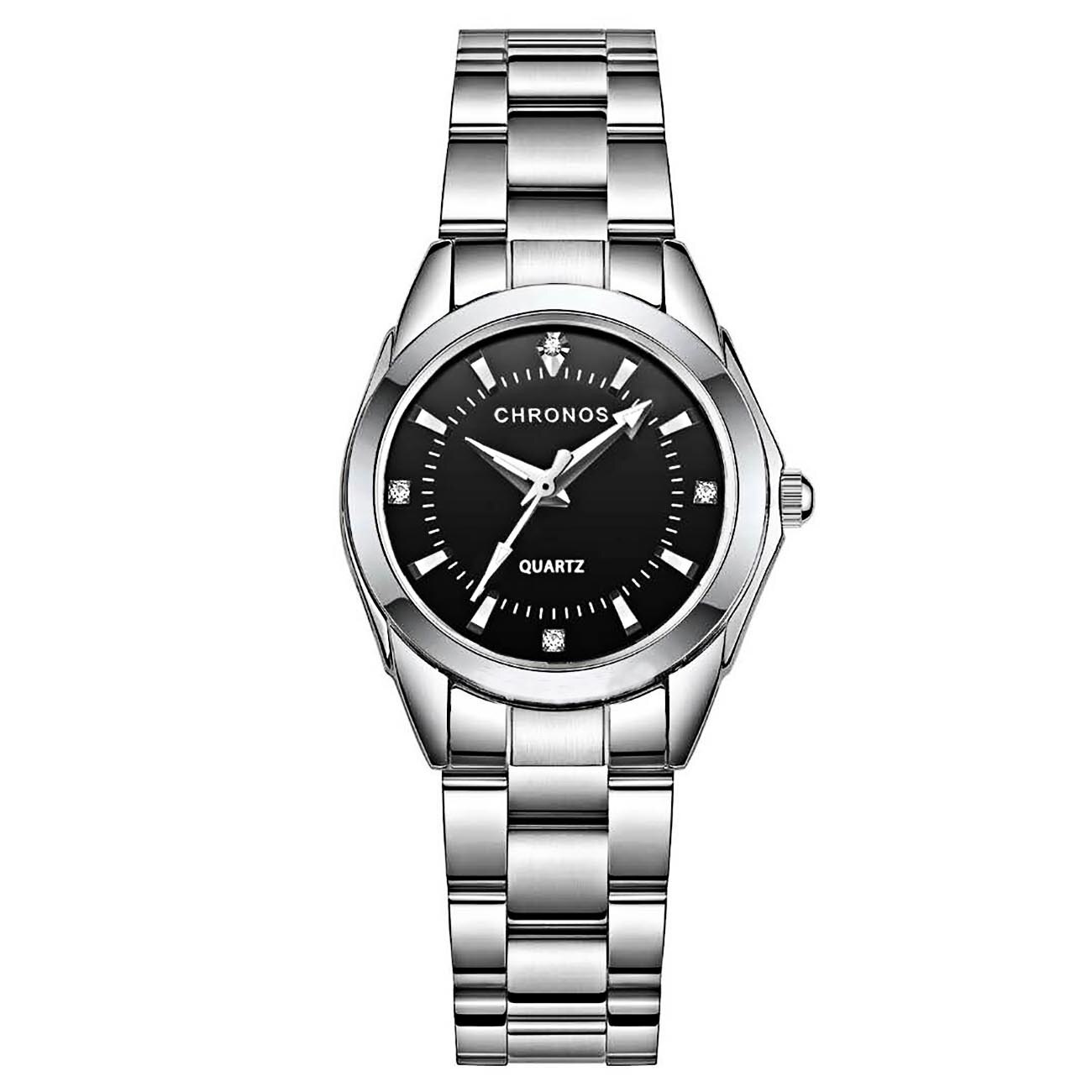Senhoras vestido relógios pequena face rosa dial à prova dwaterproof água relógio de quartzo analógico feminino com banda de aço inoxidável moda clássico: Silver Black