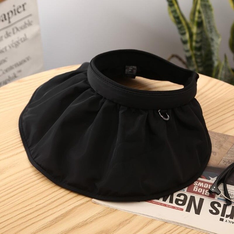 Strand Sport Cap Shell Zonnehoed Meisje Cap Toerisme Strand Sport Outdoor Cap Korea Populaire Opvouwbare Vrouwelijke Cap: Black