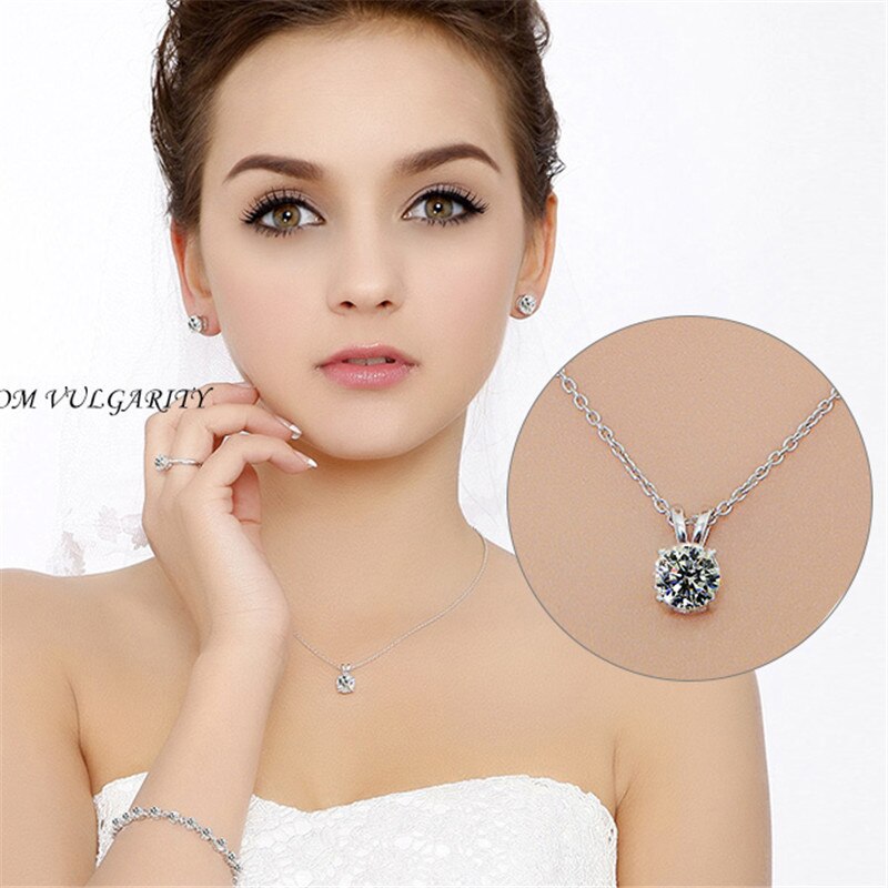 CC Necklaces Pendants Women Cubic Zirconia Round Stone Bridal Wedding Necklace Classic Fine Jewelry Colar CCN002