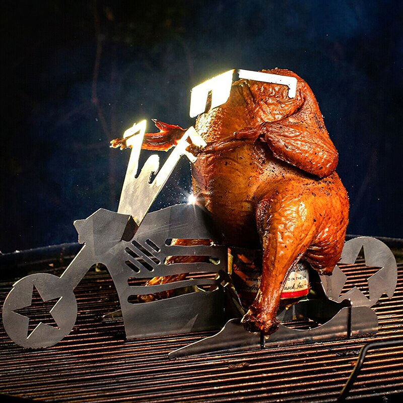 Draagbare Kip Stand Bier Amerikaanse Motorfiets Bbq Rvs Rack Met Bril Indoor Outdoor Gebruik LAD3: Default Title