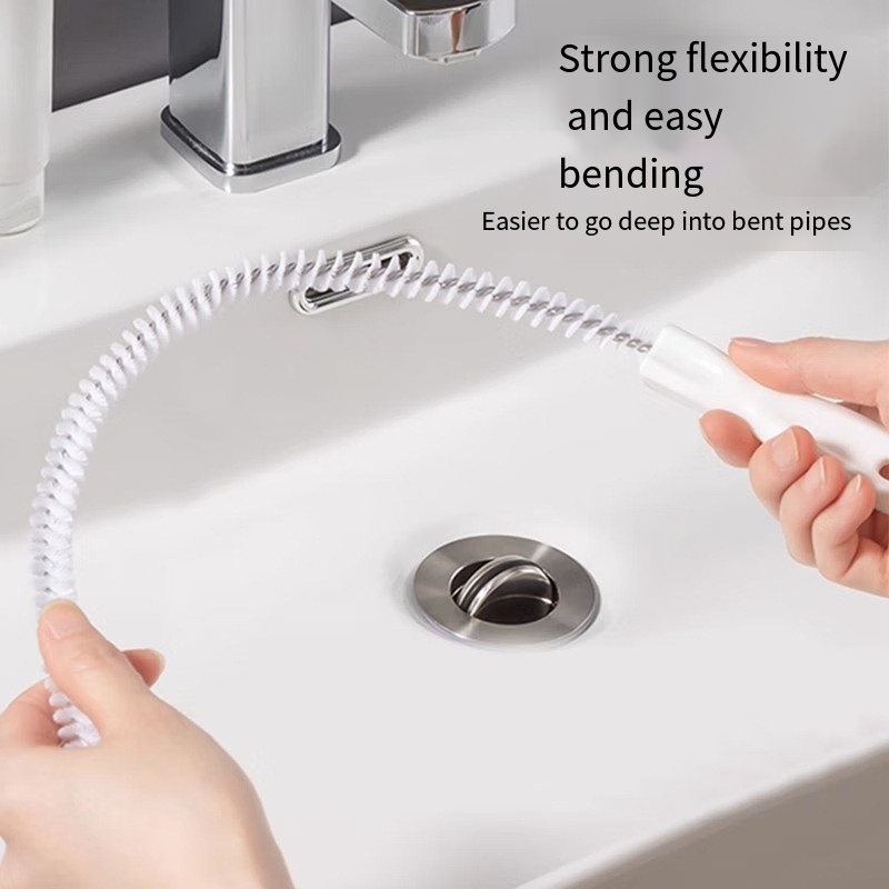Afløbsbørste til rengøring af vask, afløbsrens, hårfjerner til afløb, bøjelig overløbsbørste til vask, kloakbørste til badeværelse, køkken
