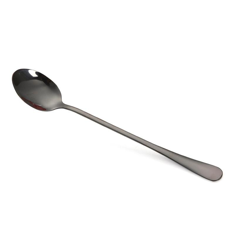 ! Colorful Long Handle Spoon Stainless Steel Coffee Tea Spoons Tip Head Tableware Beauty Mugs Spoons Soup Spoon Kitchen Tools