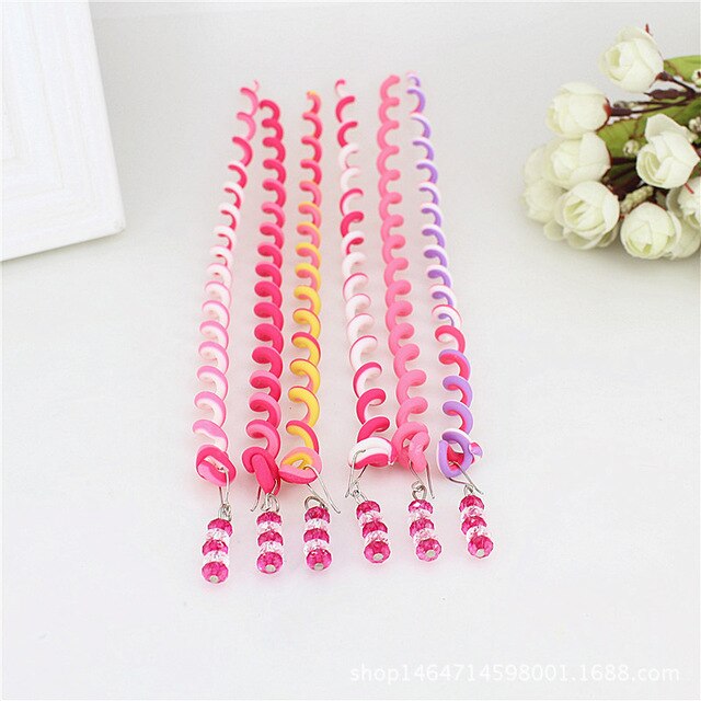 5/6 unids/lote cinta para el pelo para niñas de Color arcoíris bonita banda para el pelo cristal elástico largo bandas para el pelo para Niños Accesorios para el cabello: 6 pcs pink