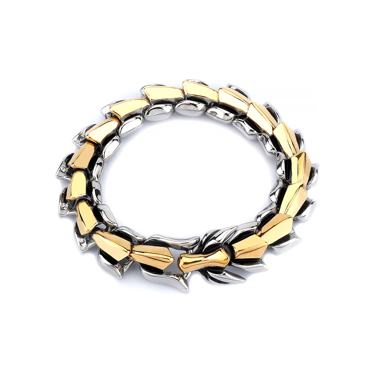 Bracelet Vikings nordique Ouroboros pour hommes, Punk Hip Hop, chaîne en os de Dragon en métal, motard, en acier inoxydable, bijoux: 21cm / Estampage à chaud