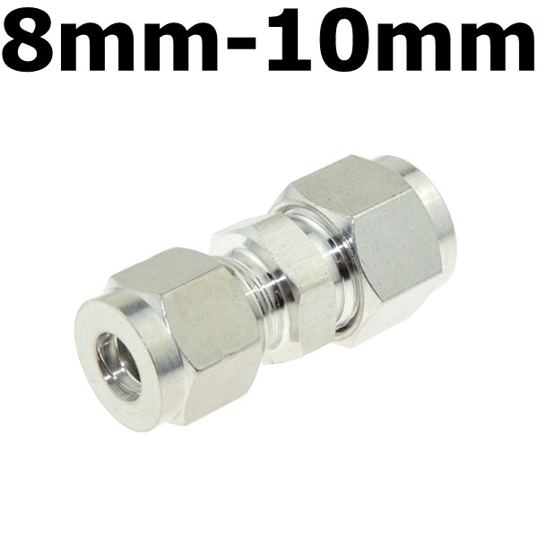 Compressor Fitting Reducer Union 1/8" 1/4" 1/2" 6mm 8mm 10mm 12mm OD Pipe Ferrule Tube Coupler Connector Stainless Steel 304: 8mm-10mm