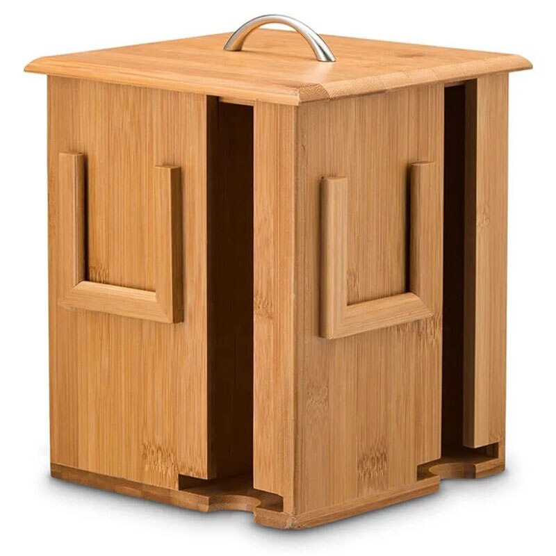 Tea Bag Caddy Organizer Smooth Finish Solid Bamboo Teabag Holder with 4 Compartments - Rotates 360 Degrees, Holds 160 Tea Bags