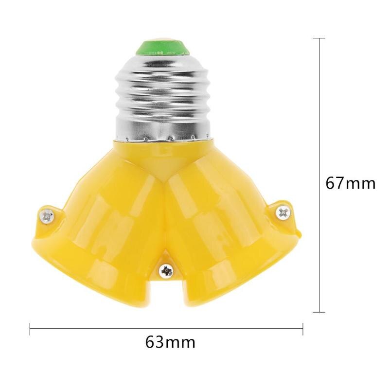 2 In 1 Double E27 Socket Base Bulb Extender Splitter Contact Adapter Converter Plug Halogen Lamp Bulb Holder Copper Fireproof: Yellow