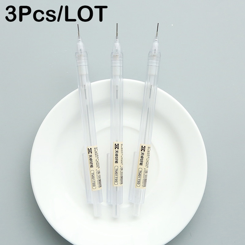 3Pcs/Lot 0.5mm/0.7mm School Transparent Simple Bendy Automatic Pencil Sketch Modeling Student Stationery Lead Drawing