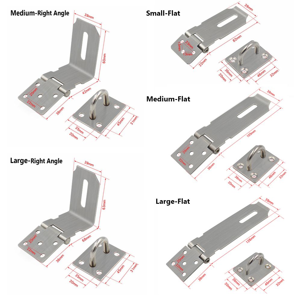 Hangslot Hasp Deur Sluiting Lock 90 Graden Haakse Schuur Gate Klink Huishoudelijke Anti-inbraak Bolt Deur Gesp Met montage Schroef