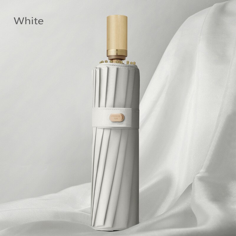Parapluie japonais de luxe 16K, poignée en bois, Anti UV, soleil, coupe-vent, pour hommes, UPF50 +, grand parapluie de Golf pour filles: Sea Salt White