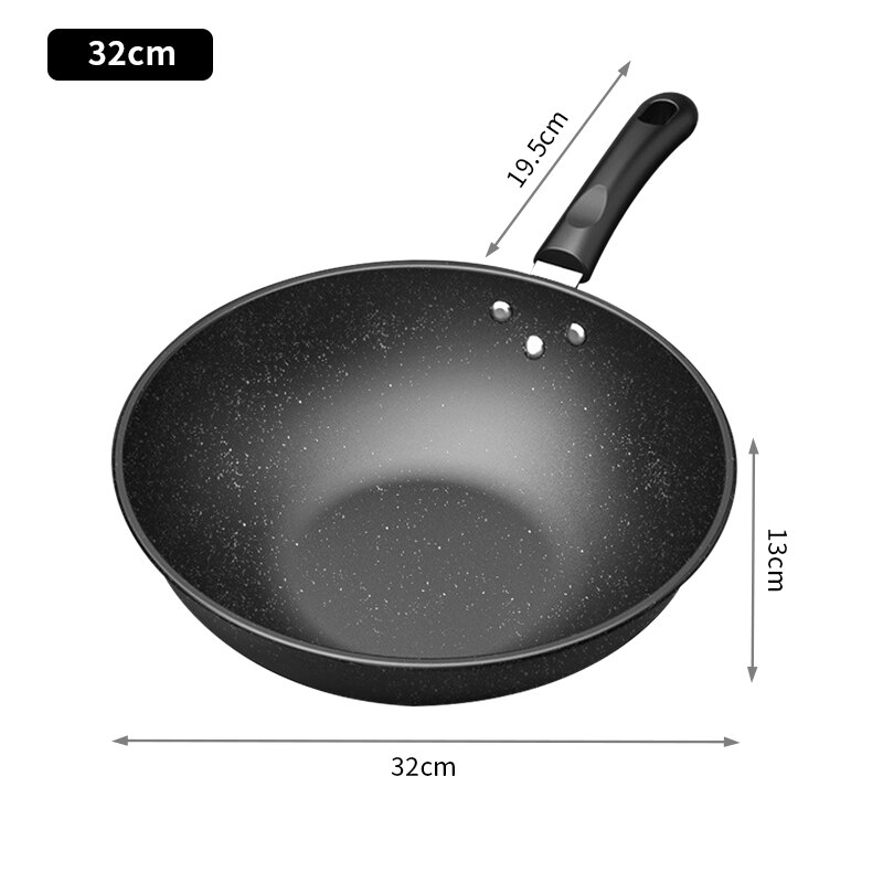 32Cm Koekenpan Keuken Kookgerei Anti-aanbak Graniet Wok Pannen Aluminium Pot Voor Elektrische, Inductie En Gas Kachels: 32cm