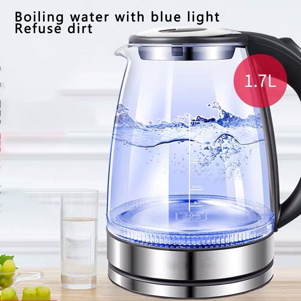 1.7l 2200w led oplyst glas kedel elektrisk hurtig kog ledningsfri elkedel elkedel tekande smart kedel køkken