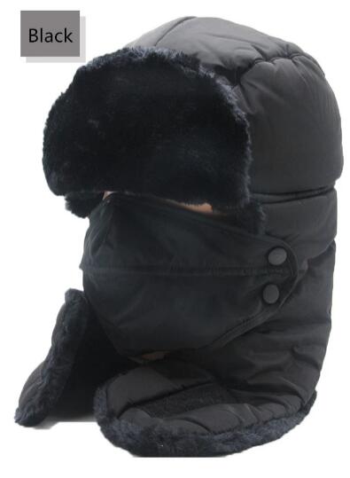 Masque de Ski avec écharpe et bonnet, pour l'hiver, pour le Ski, le cyclisme, le Snowboard, coupe-vent, épais, protection des oreilles, pour hommes et femmes: Black