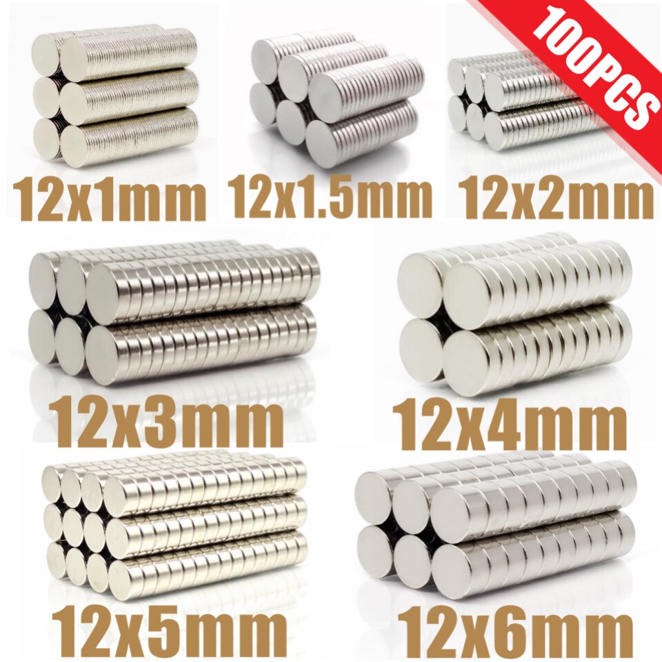 100pcsN35round magnet12x1 12x1.5 12x2 12x3 12x4 12x5 12x5 12x6permanent neodymium magnet ndfeb super strong powerful magnets12X1