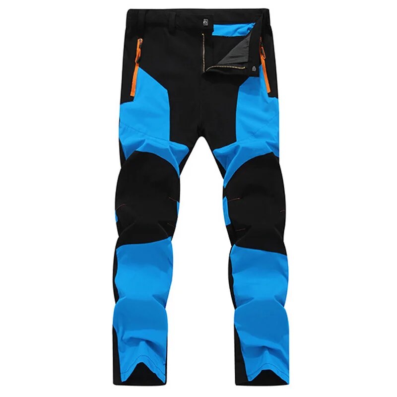 Pantalones de senderismo de verano para hombre, resistentes al desgaste, prevención de salpicaduras de agua, secado rápido, a prueba de rayos UV, elásticos, finos, para acampar, AD145: XL / Azul