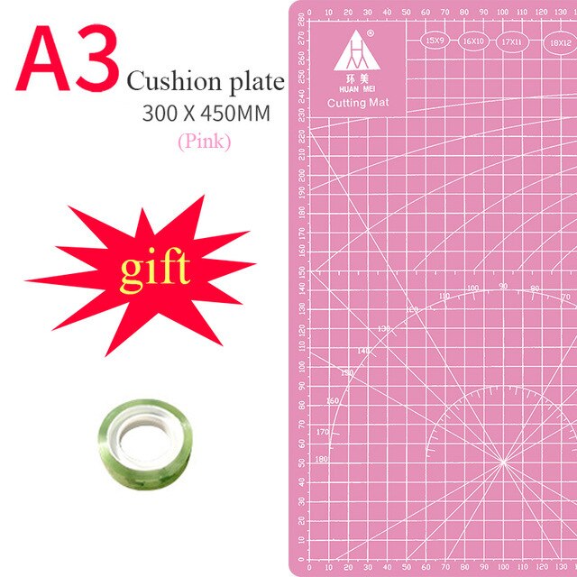 Pvc Cutting Pad A3 Large Manual Pad Writing Test Paper Drawing Beauty Diy Model Rubber Seal Self-repairing Desktop Carving Pad: Pink / A3 Mat And Tools