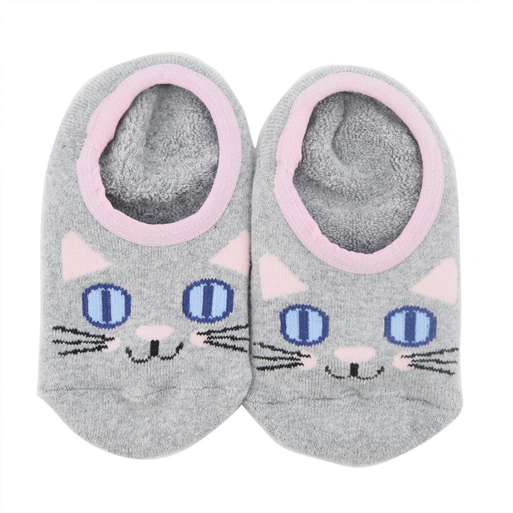 Muslinlife bébé chaussettes courtes coton dessin animé chaussettes enfants enfant en bas âge filles garçons chaussettes courtes anti-dérapant sol chaussettes automne hiver 0-6T: gray cat / 0-1T