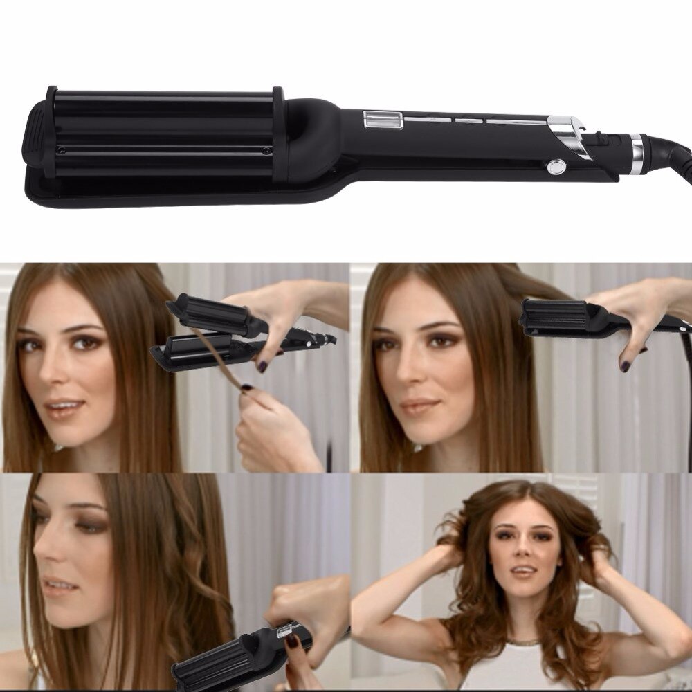 LCD Display Hair Wave Triple Barrel Curler hair Curling Iron wand Ceramic Hair Curler Deep big Waver Hair Beauty Styling Tools