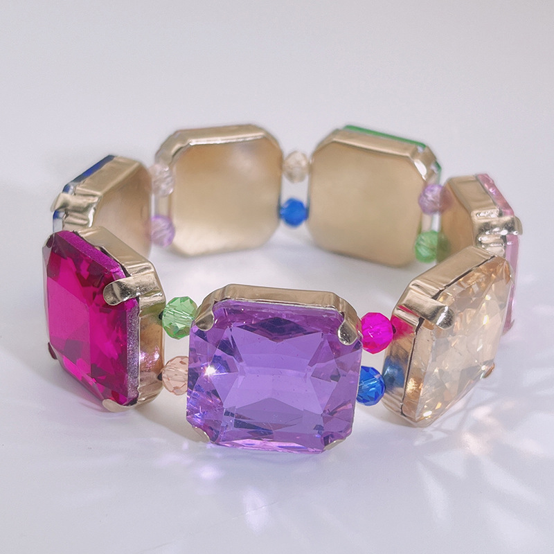 Prachtige brede elastische bruidsarmband met strass-steentjes: Grijs