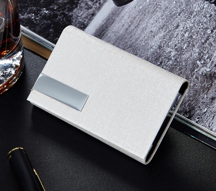 Aluminium Business Credit Card Holder Travel Leather Bank Cardholder Men ID Name Card Case Rfid wallet blocking: White