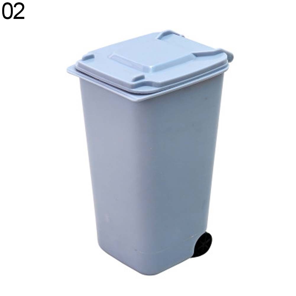 Mini Wheelie Trash Can Storage Bin Desktop Organizer Pen Pencil Cup Pen Holders