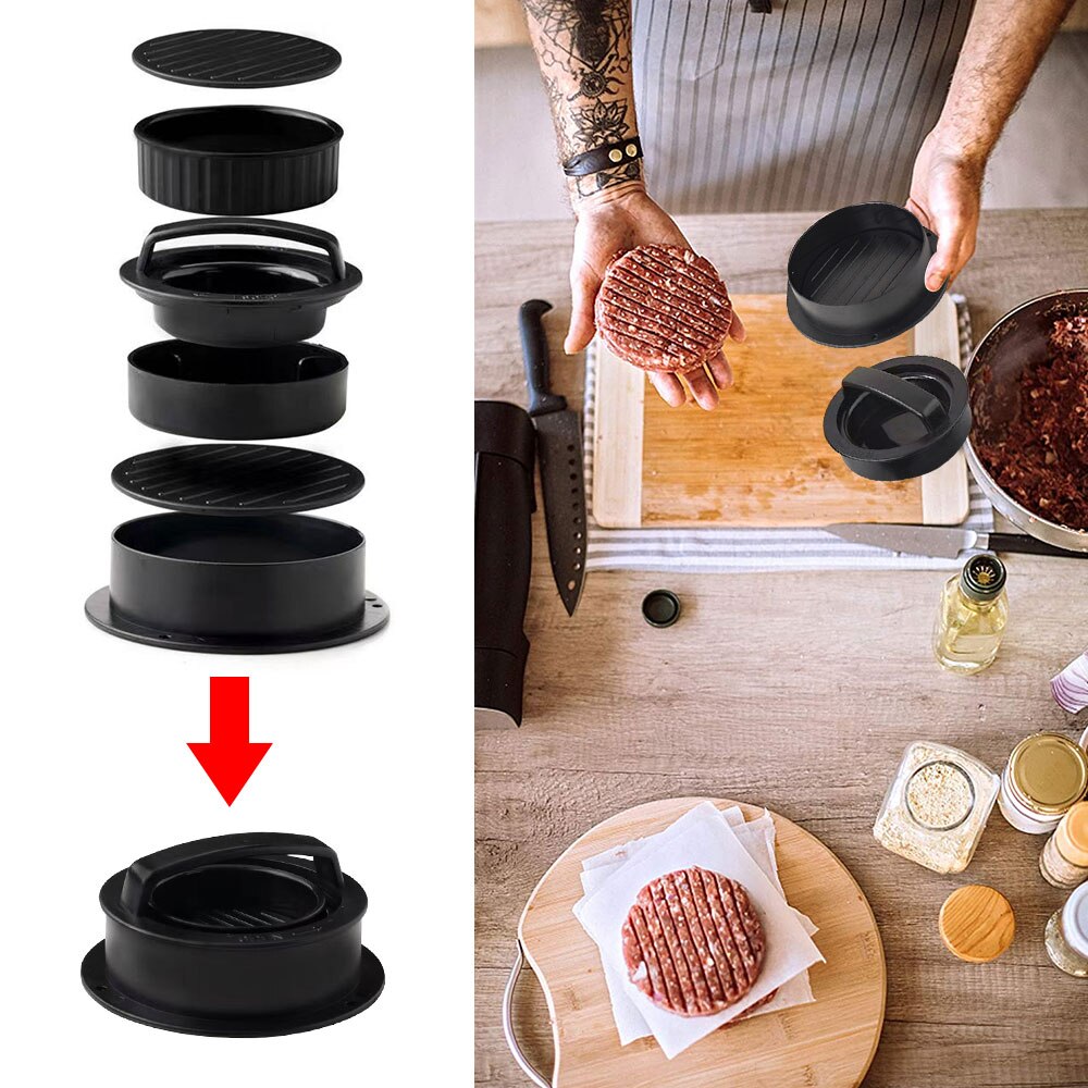 Manual ABS Hamburger Meat Press Maker Non-Stick Stuffed Round Shape Burger Patties Beef Grill Pie Press Mold Kitchen Accessories