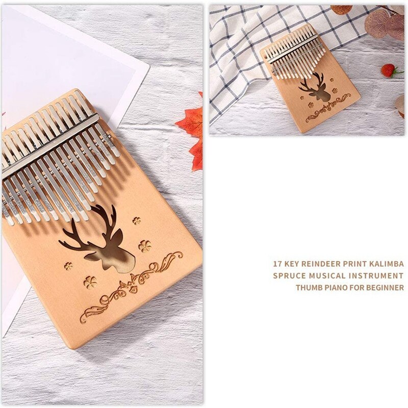 Kalimba 17-Key Thumb Piano with Tuning Hammer, Portable Finger Piano Music , Suitable for Children Adult Beginners