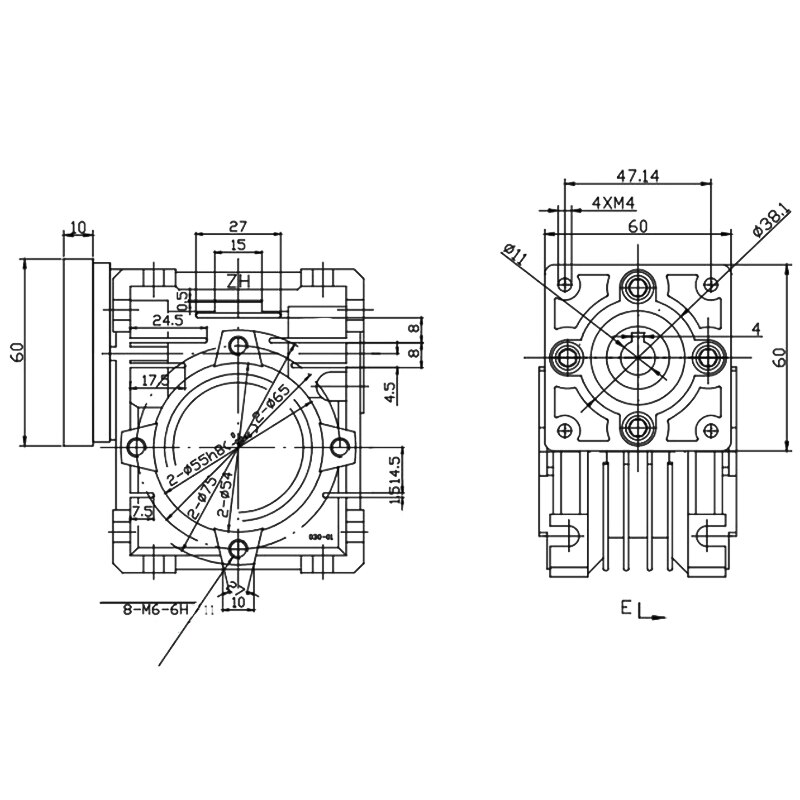 Reductor de gusano 10:1 Nmrv030 reductor-engranaje de tornillo sin fin serie reductora-caja reductora