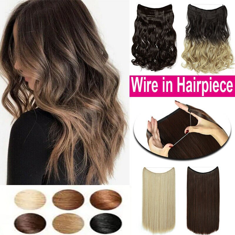 22 pouces femmes vague Extensions de cheveux Secret cheveux Extension bande synthétique naturel caché Secret Invisible fil cheveux pièce sans pince