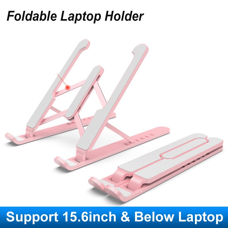 P1 Pro Foldable ABS & Aluminum Foldabl Laptop Tablet Stand Portable Desktop Holder Mount Adjustable Laptop Accessories: Pink