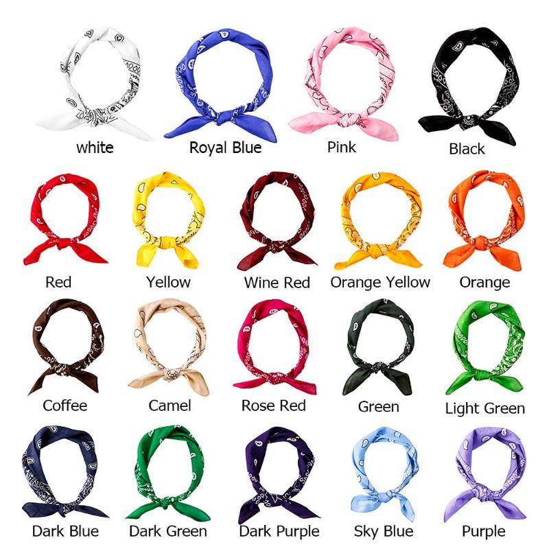 55*55 cm Hip Hop coton Paisley Bandanas tête Wrap noir rouge blanc etc 19 couleurs écharpes