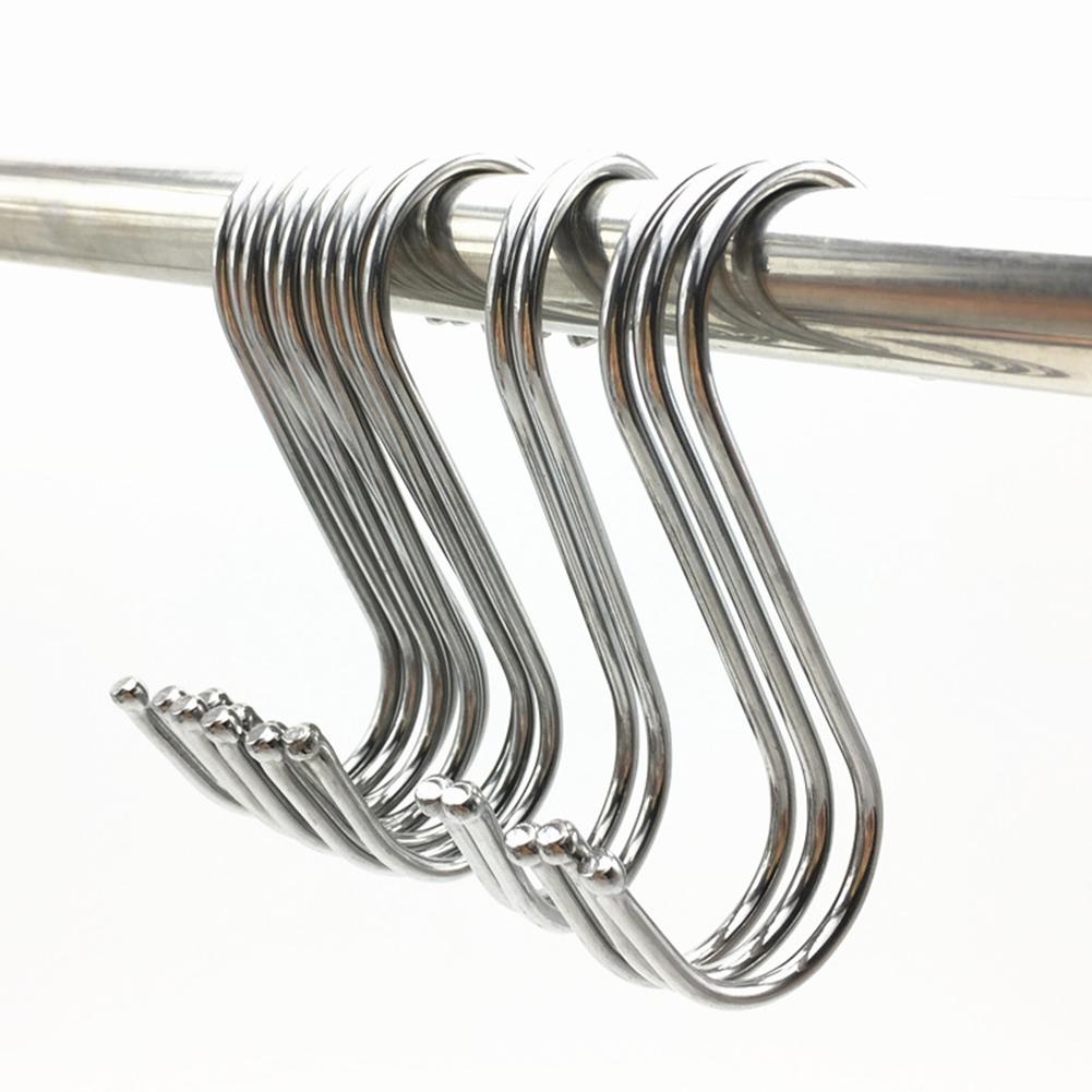 Gancho colgante de acero inoxidable en forma de S de 10 Uds. Para colgar ropa de cocina