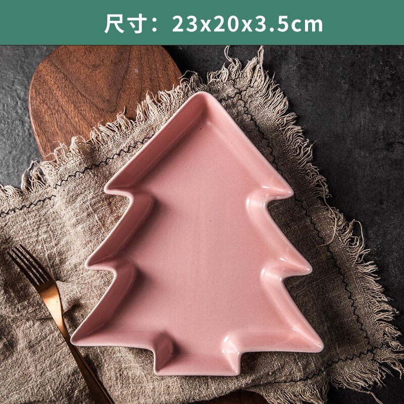 Christmas Tree Plate Ceramic Tableware Profiled Matte Breakfast Fruit Salad Dessert Western Plate Restaurant Kitchen Tableware: B-large