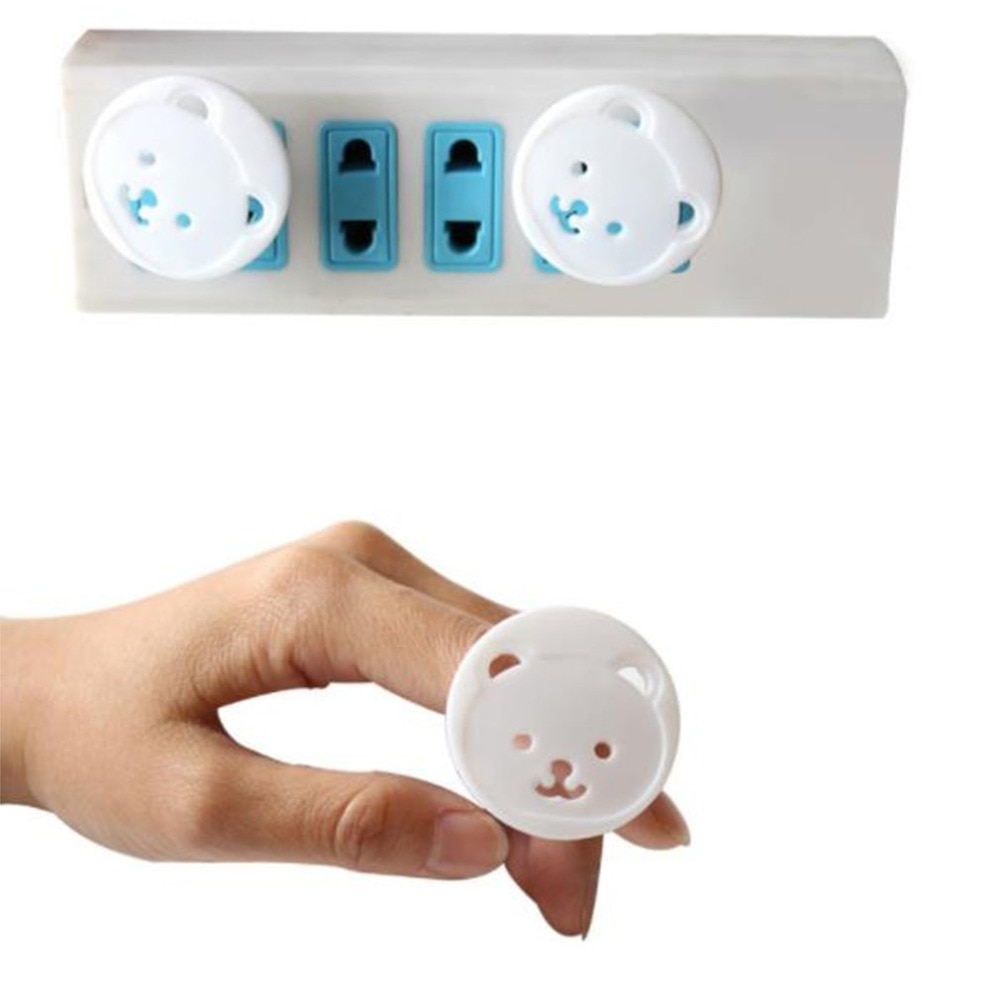 Prise de courant européenne pour enfants, motif ours, design de dessin animé, ronde et épaisse, protection anti-choc électrique pour bébé
