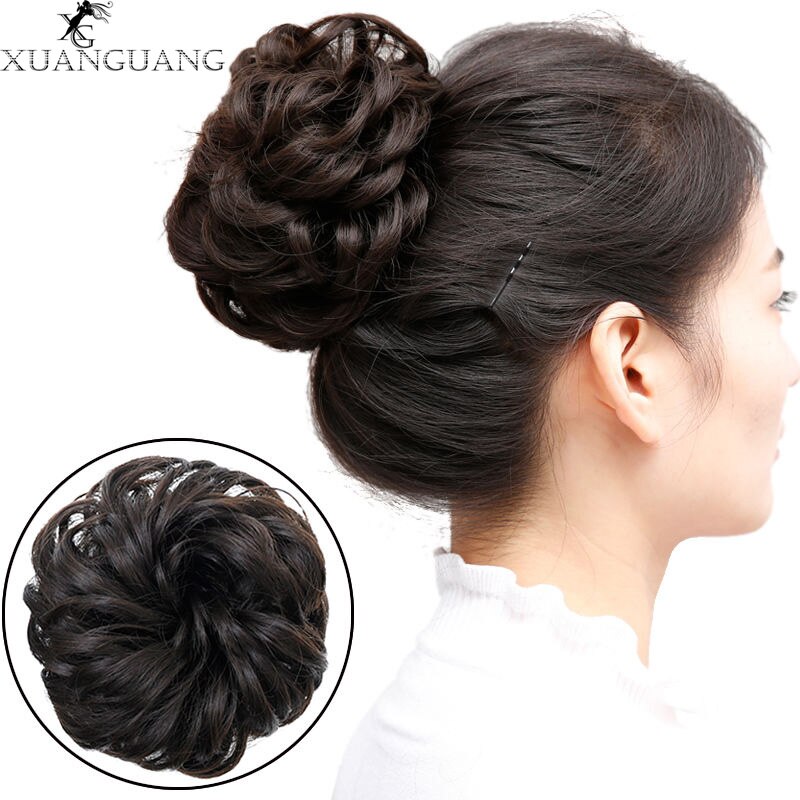 Xuanguang lockig bulle bär gummiband syntetisk peruk syntetisk bulle munk peruk chignon