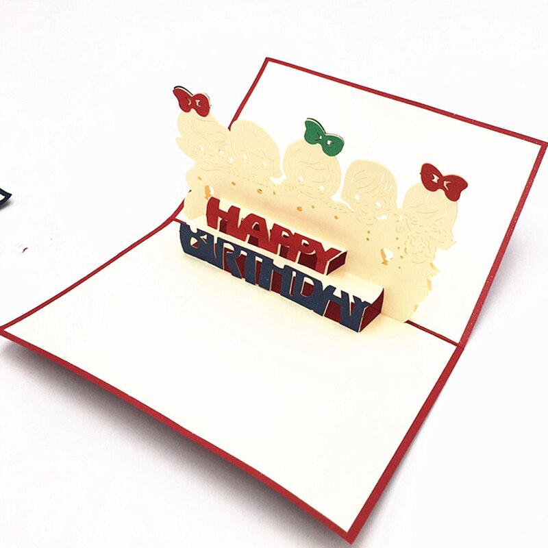 Carte Pop-Up 3D faite à la main | Carte Kirigami de vœux en papier, carte d'invitation pour enfants, cartes postales joyeux anniversaire, décor de de Thanksgiving, 1 pièce