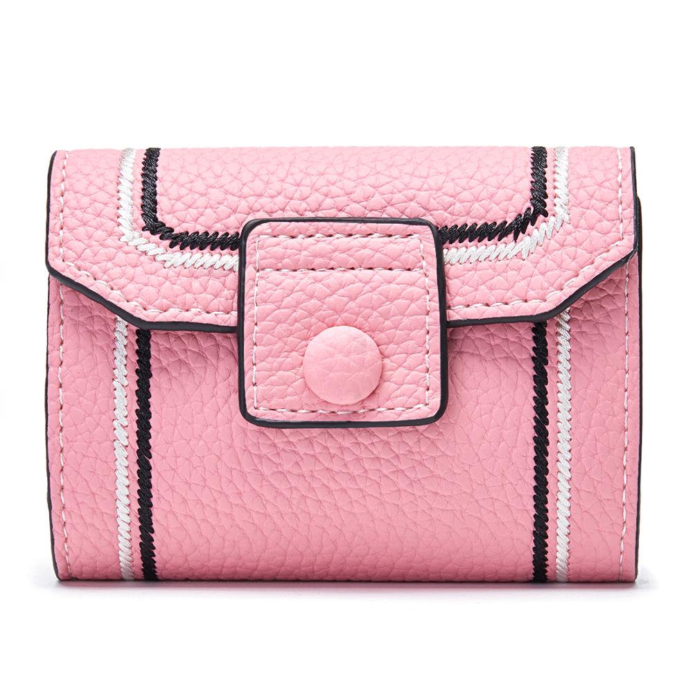 Porte-carte de crédit femmes blocage femelle boîte 26 cartes d'identité portefeuille tenir Rfid organisateur Litchi Grain cuir lignes contrastantes: Rose