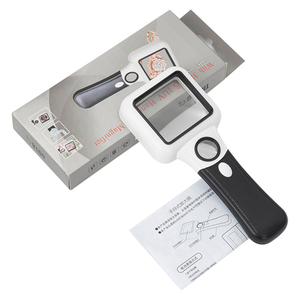 Lighted Magnifying Glass 5x 45x Hand held Large Reading Magnifying Glasses with 3LED+UV Lamp Illuminated Light