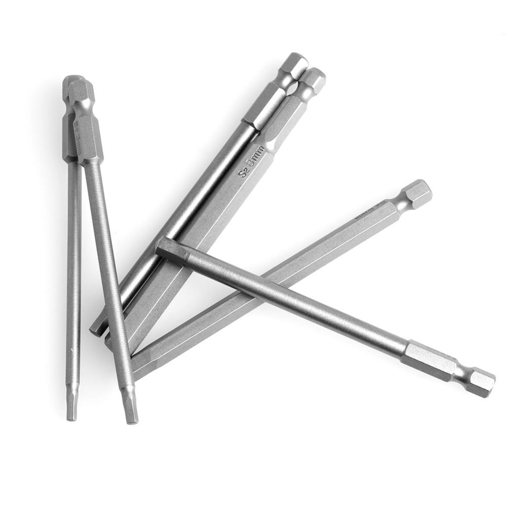 6Pcs/Set T2.5-T8 100mm Magnetic Torx Screwdriver Bits 1/4" Hex Shank
