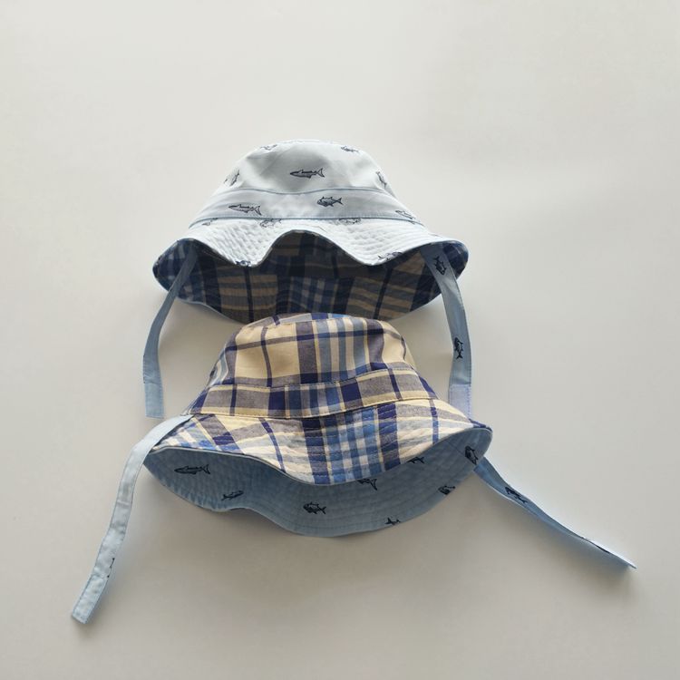 Chapeau de pêche pour enfants | Chapeau, seau, pliable, imprimé écossais, seau, deux côtés, vêtement réversible, animaux, casquettes pour enfants, Protection solaire A1,