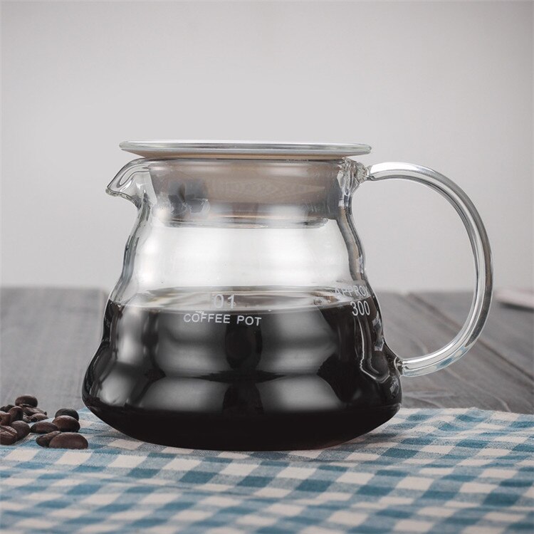 Borosilikatglass kaffetraktere helles over kaffekanne filterkopp trakt fransk drypp kaffe deler kanne hjemme kaffekanne: 360ml gryter