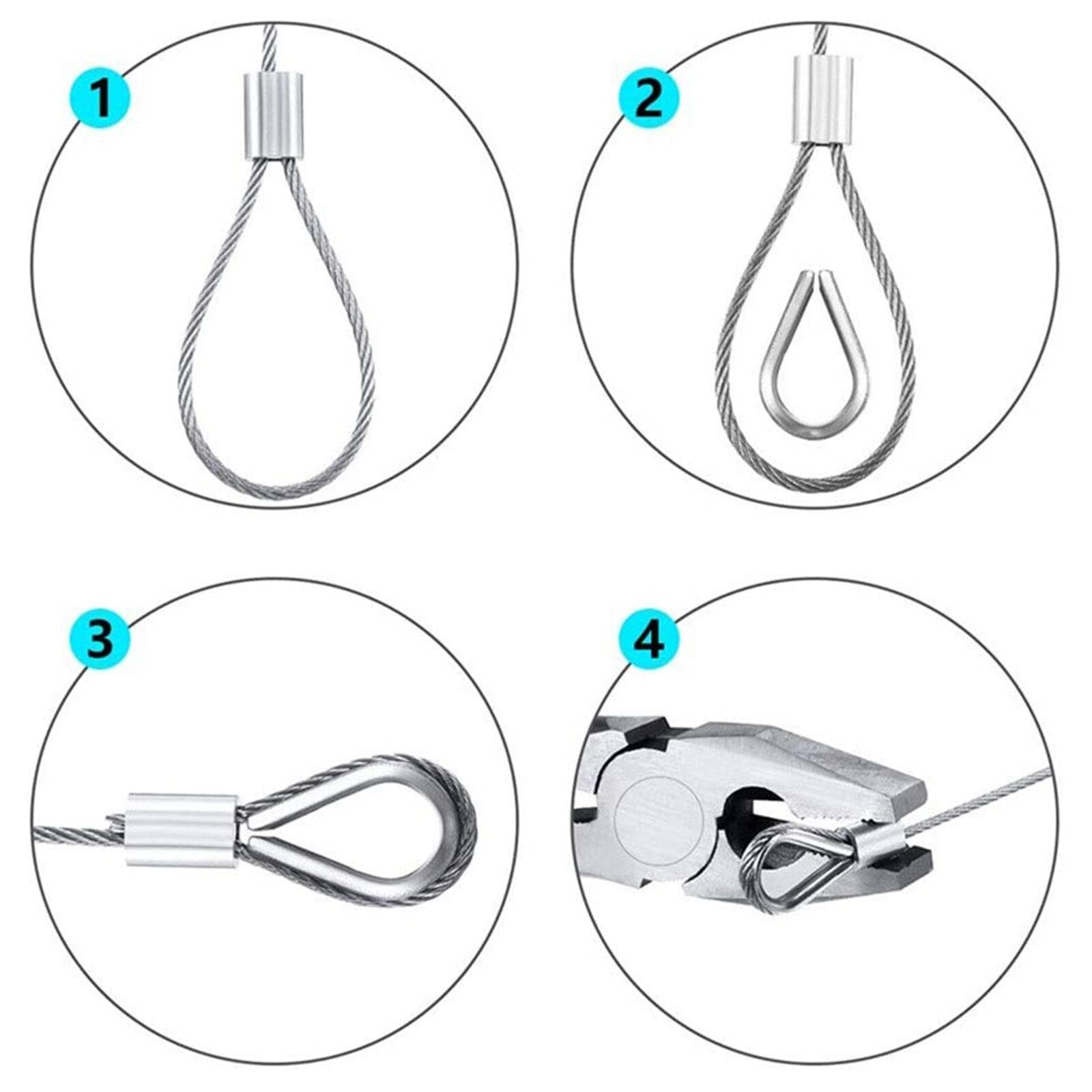 Câble flexible en Acier enduit pour Corde à Linge, accessoire souple, Bobine de 30 m en inox et recouverte de PVC Transparent, Diamètre 2 mm, en Kit, Set de 57 Pièces