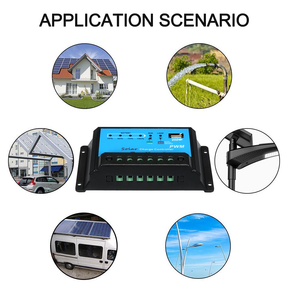KKMOON 10A contrôleur de Charge solaire panneau solaire contrôleur de batterie PWM 12V/24V régulateur Intelligent avec USB 5V