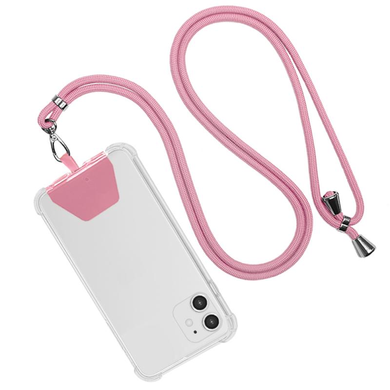 Universal Phone Lanyard Adjustable Detachable Neck Cord Lanyard Strap Phone Safety Tether Mobile Phone Straps In Stock: 02 pink
